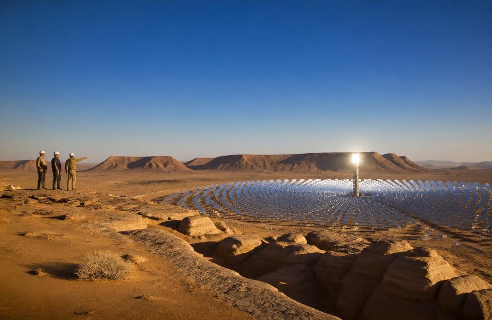 Solar mirrors in a North African desert